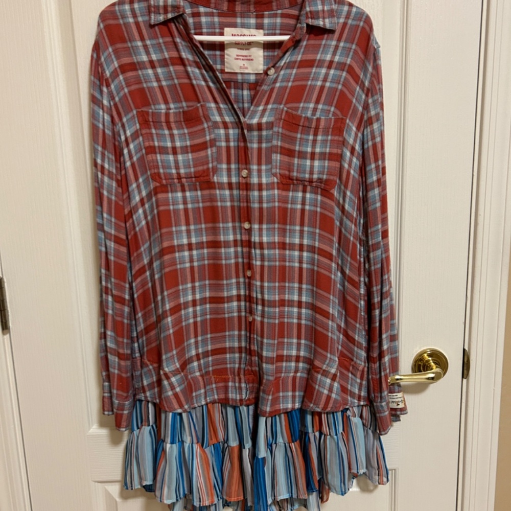 LIKE NEW! Women's Upcycled Gypsy Custom Flannel w/Ruffle - MEDIUM - Picture 3 of 12